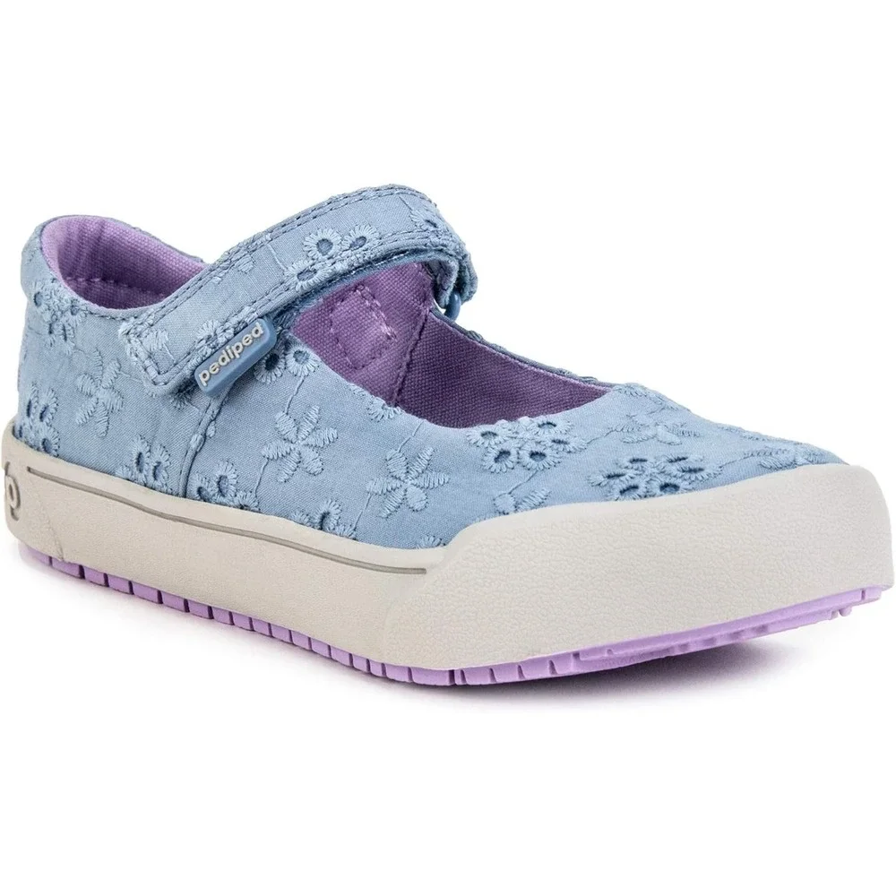 PEDIPED Flex Fit Barbara Eyelet Mary Jane Shoe Blue girls‎ size 1